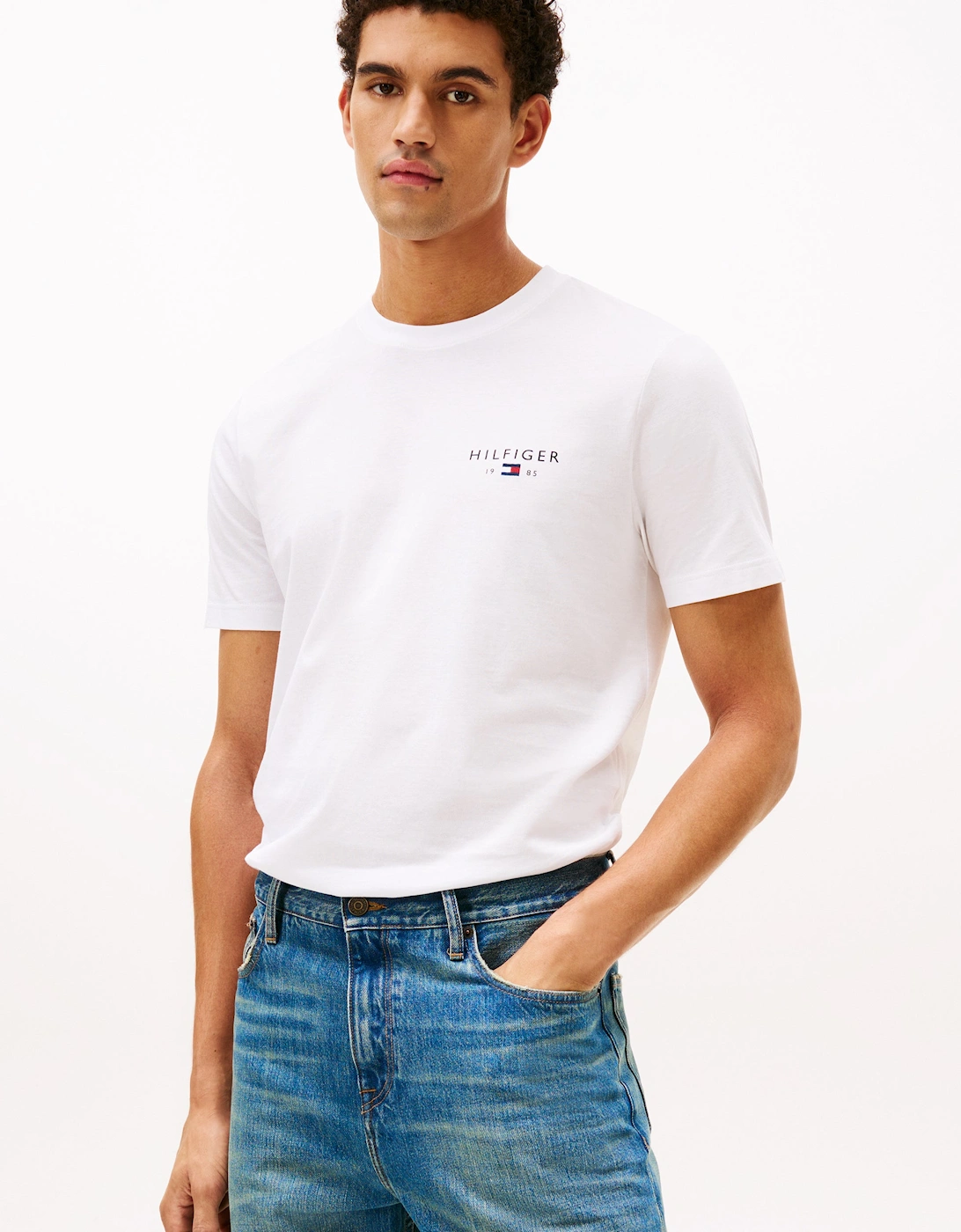 Brand Love Mens Small Hilfiger Logo T-Shirt - White, 6 of 5