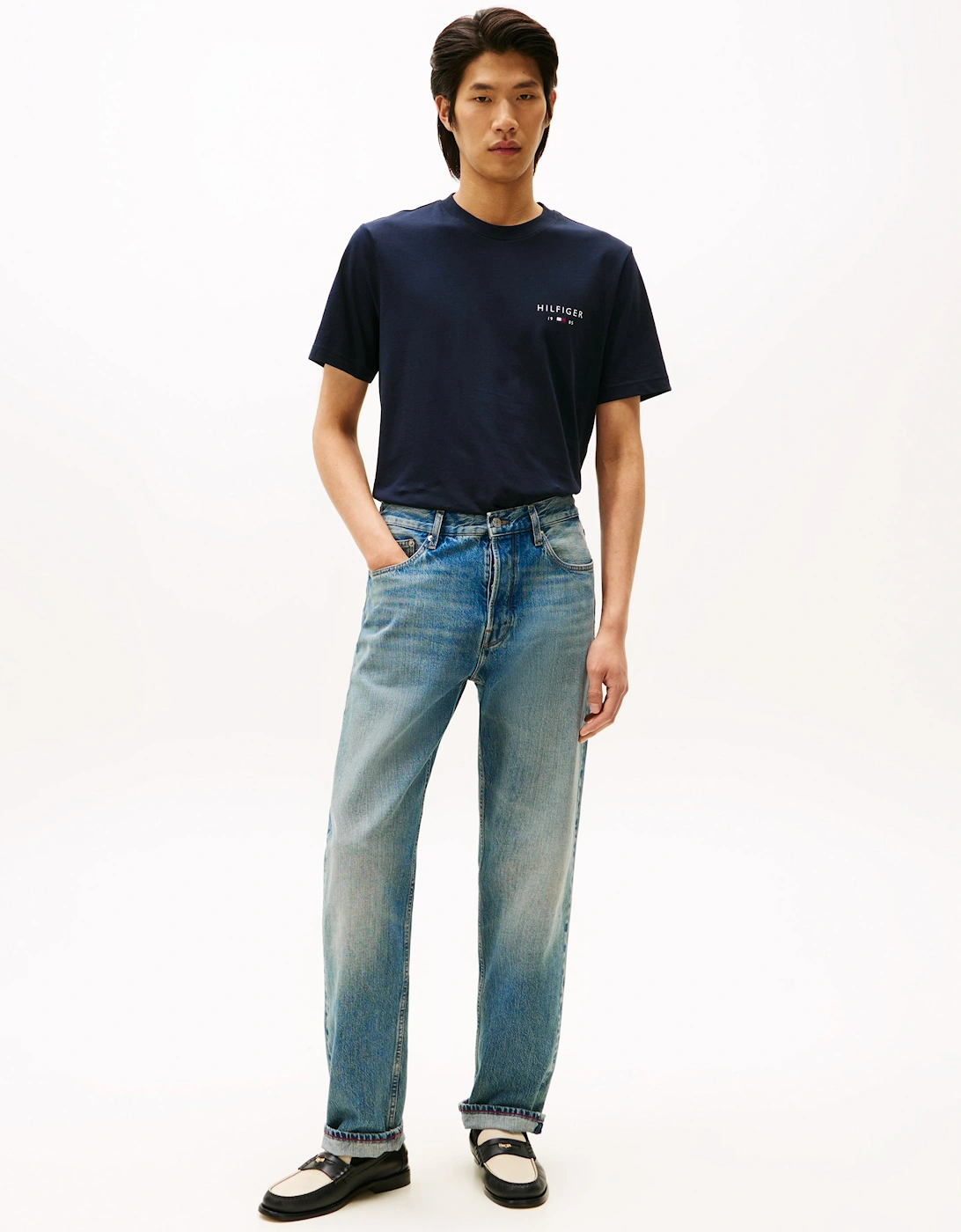 Brand Love Mens Small Hilfiger Logo T-Shirt - Desert Sky