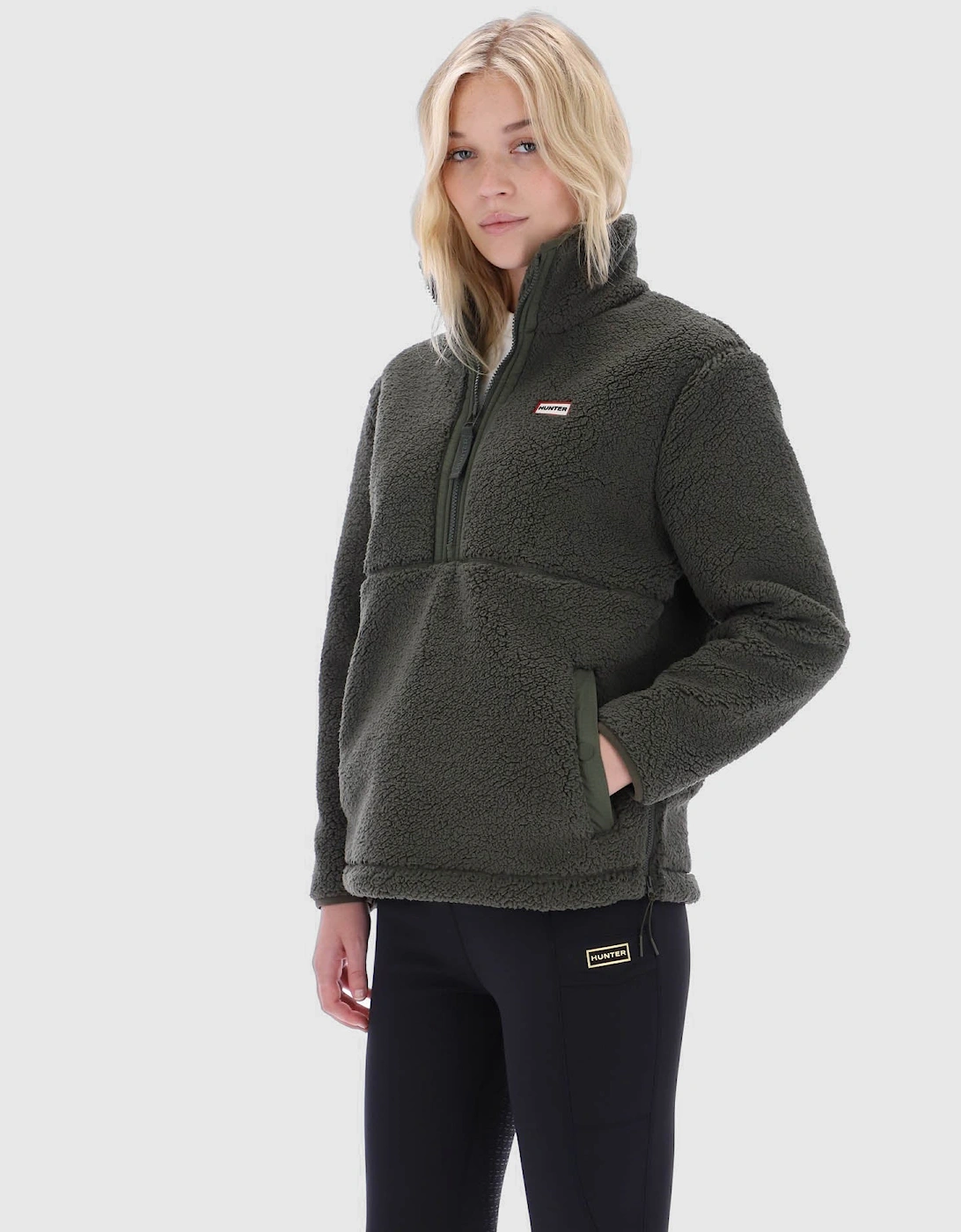 Hunter Women's Green Zipped Borg 1/4 Zip Fleece in Size 12, Sports Direct - Image 4