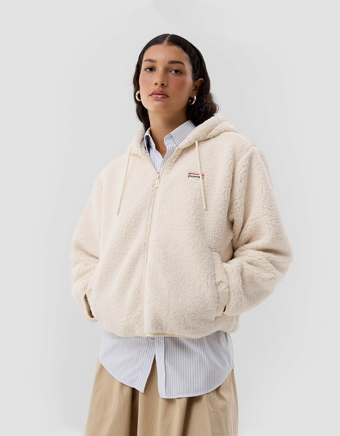 Bonelle Womens Borg Fleece Jacket - Antique White, 5 of 4