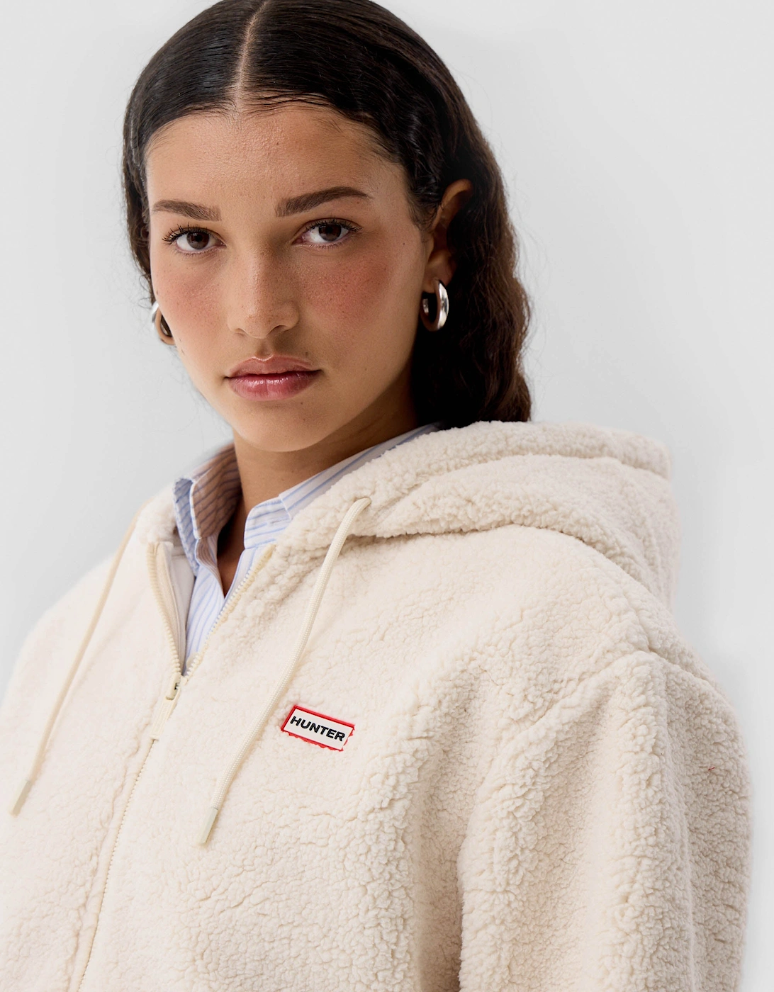 Bonelle Womens Borg Fleece Jacket - Antique White