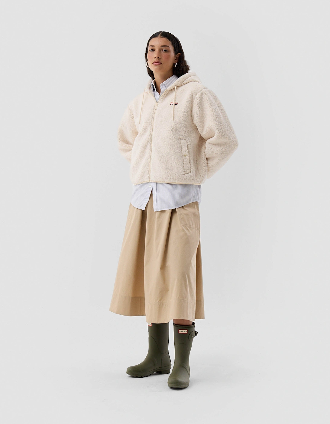 Bonelle Womens Borg Fleece Jacket - Antique White