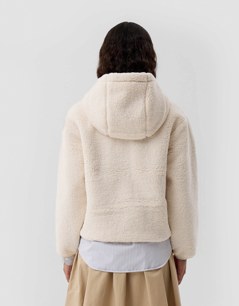 Bonelle Womens Borg Fleece Jacket - Antique White