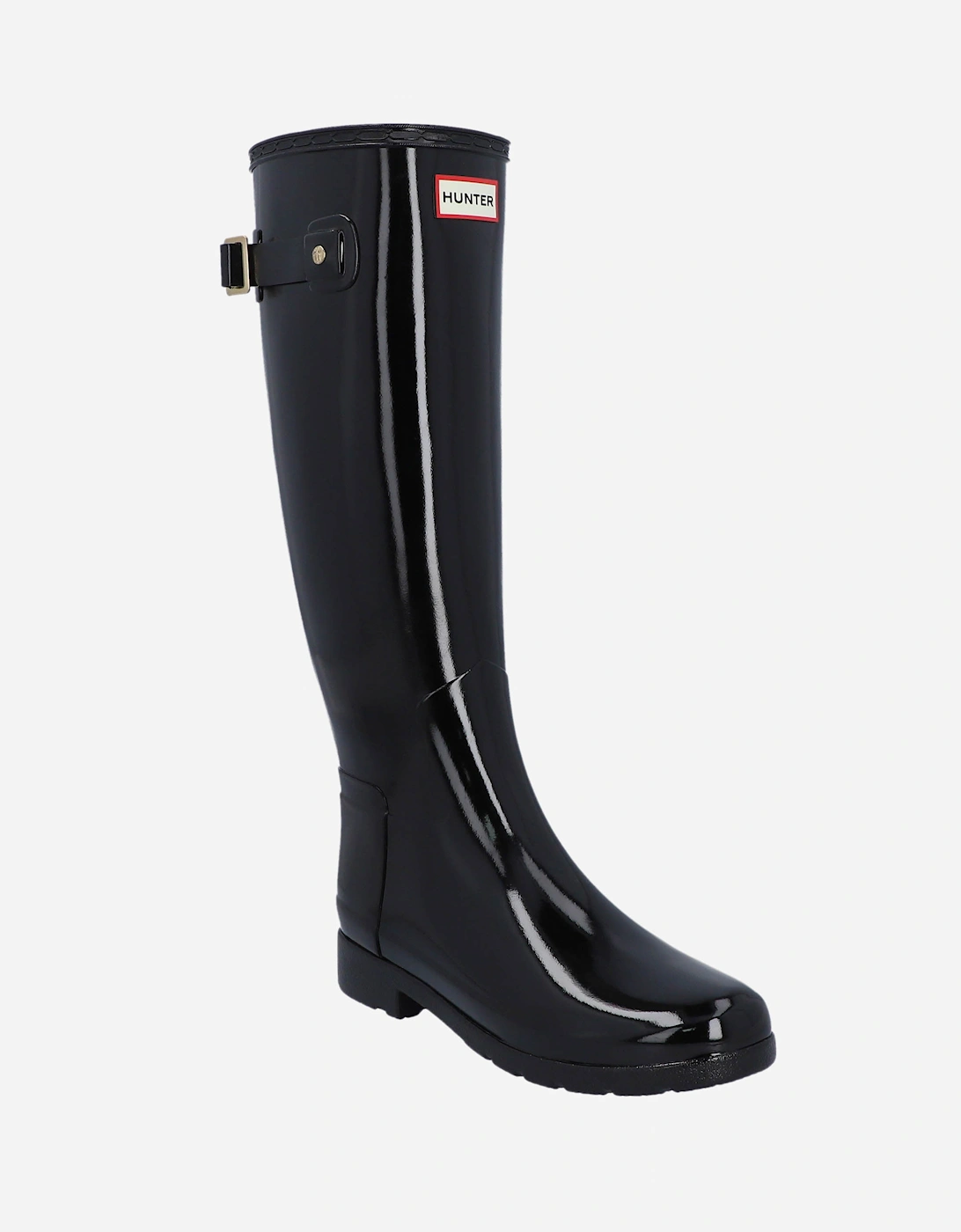 Womens Refined Gold Trim Tall Gloss Boot - Black, 3 of 2