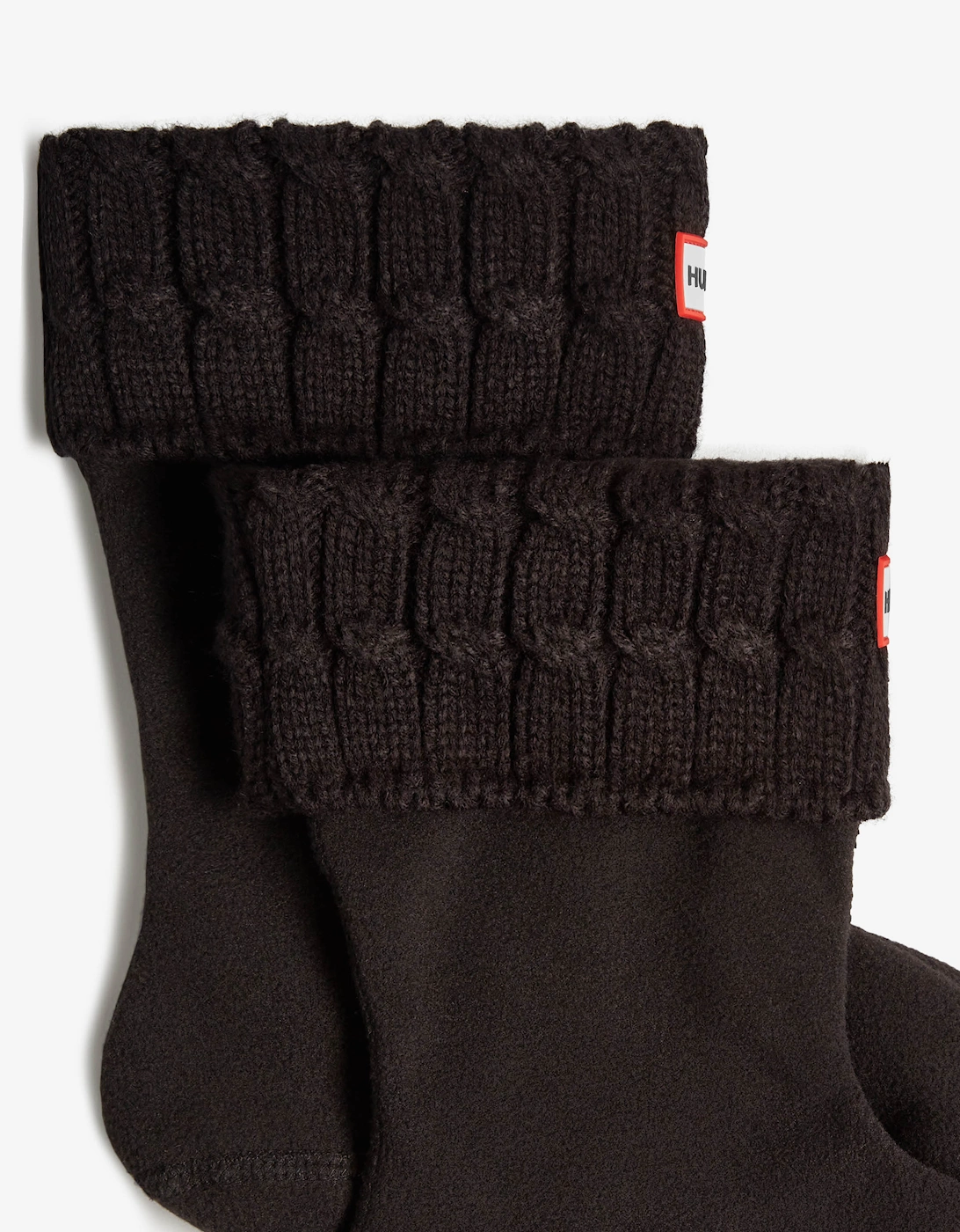 6 Stitch Cable Short Boot Sock - Black