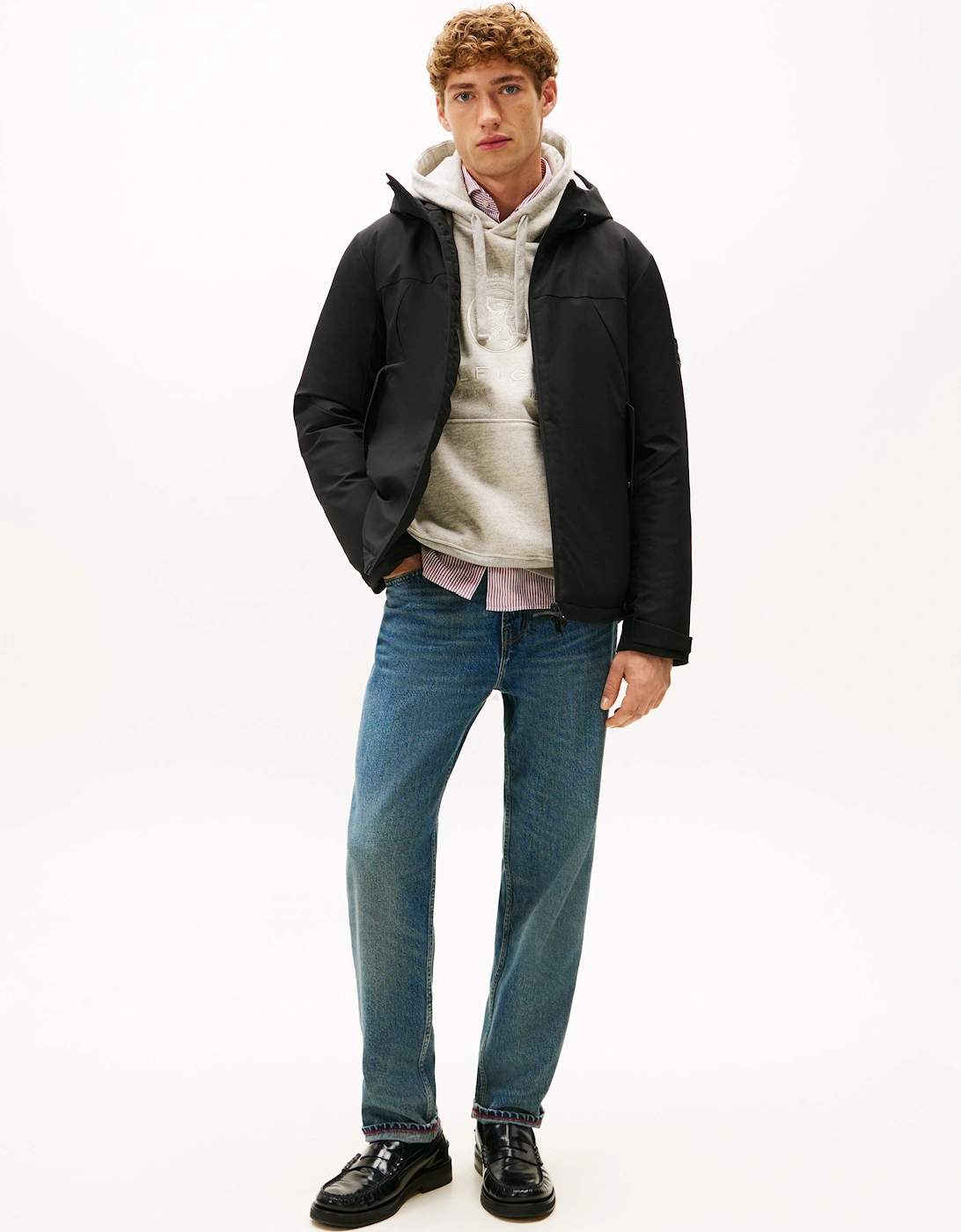 Tech Hooded Short Mens Padded Jacket - Black