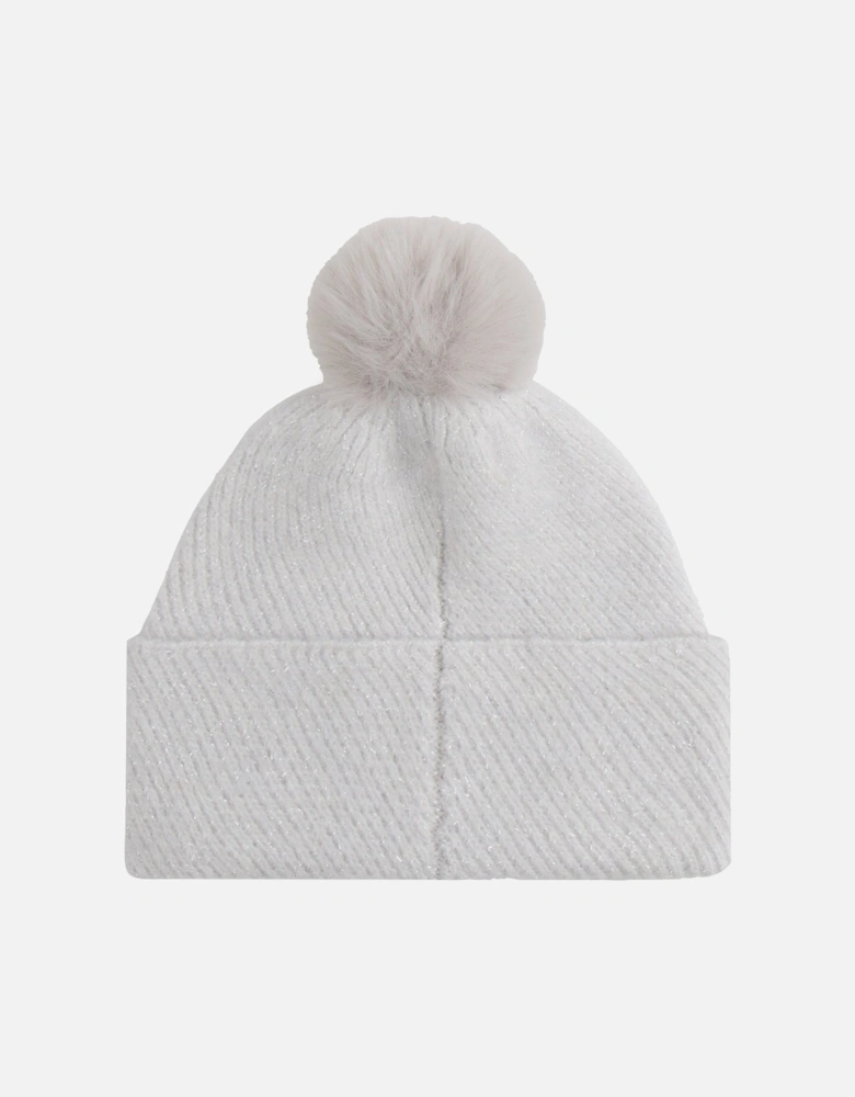 Womens Lurex Pom Pom Beanie Gift Set - Grey Whisper