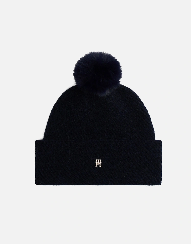 Womens Pom Pom Beanie Gift Set - Space Blue