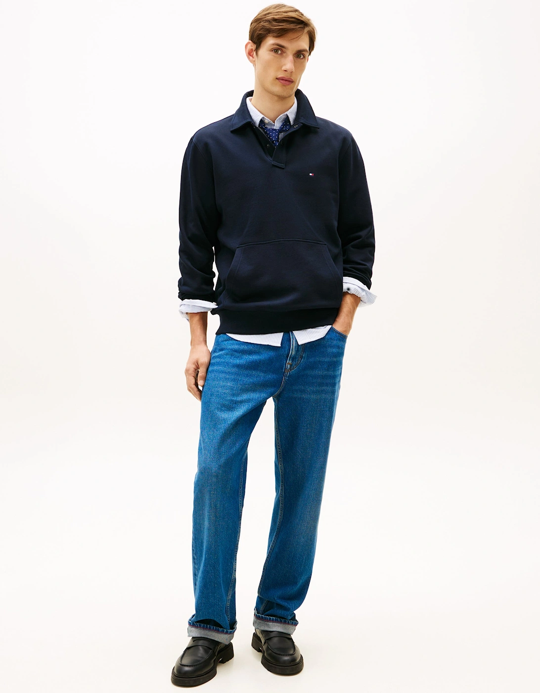 Essential Terry Mens Polo Snap Sweatshirt - Desert Sky