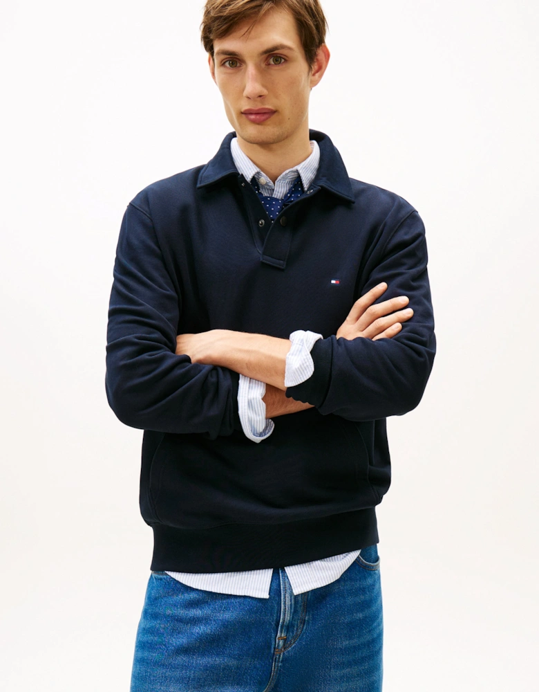 Essential Terry Mens Polo Snap Sweatshirt - Desert Sky