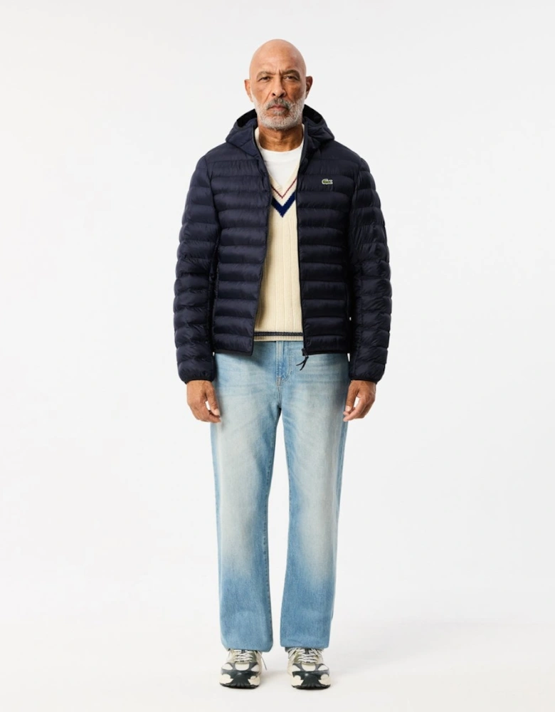 Mens Hooded Puffer Jacket BH2909 - Navy Blue HDE