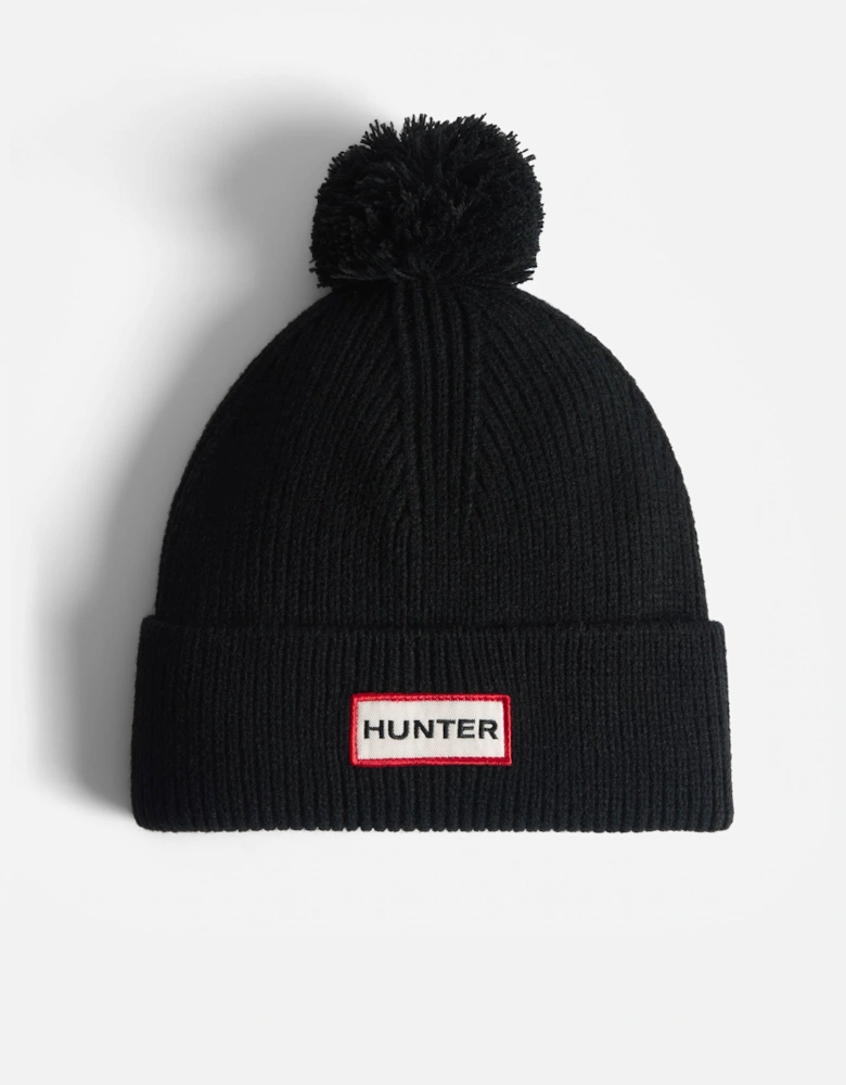 Brenig Ribbed Pom Beanie - Black