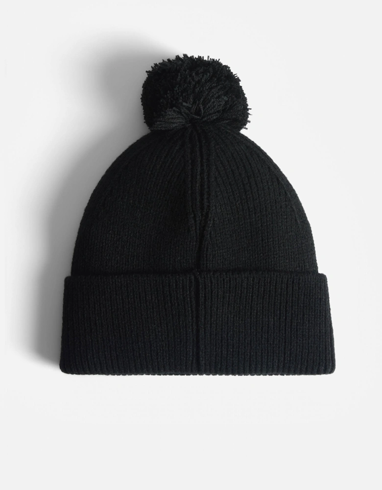 Brenig Ribbed Pom Beanie - Black