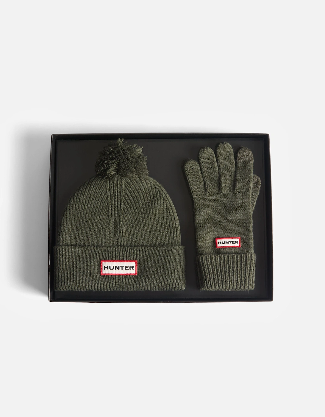 Hunter Unisex Tan Anagach Ribbed Pom Beanie/Gloves Box Set - Kambaba - Size: One Size