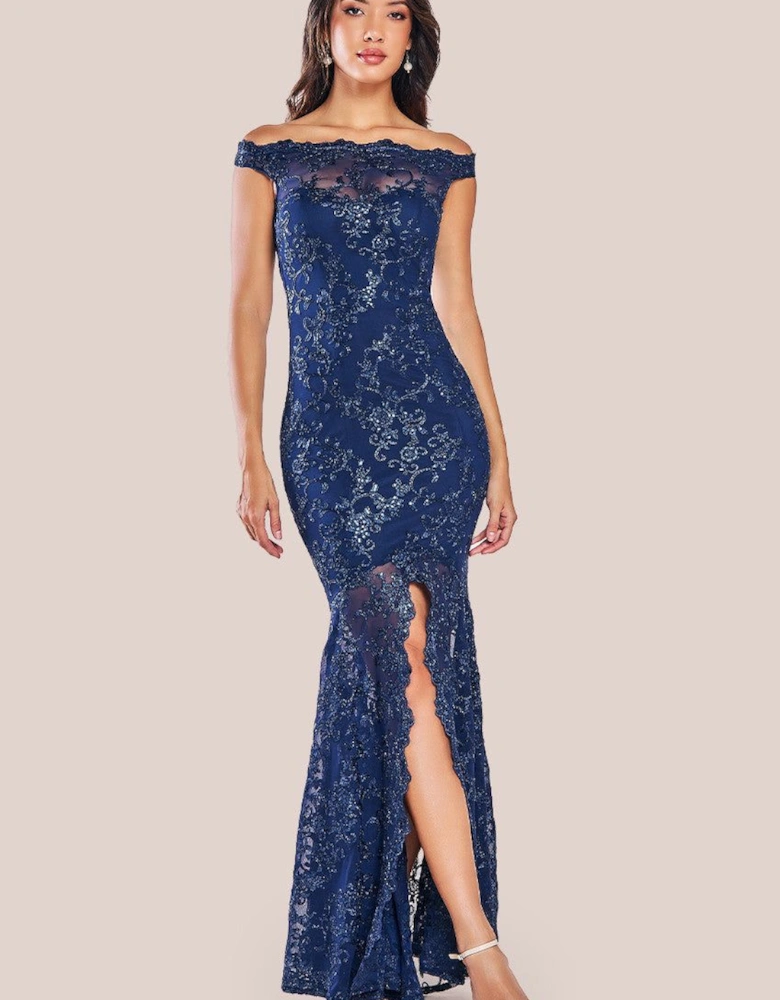 Lace Scallop Edge Mermaid Maxi Dress