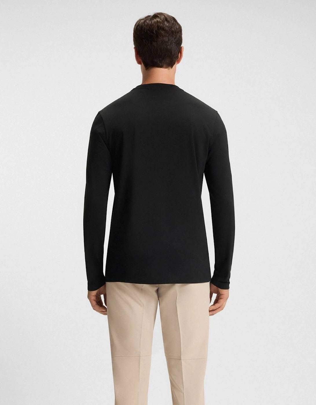 BOSS Green Tee Mens Stretch-Cotton T-Shirt with Contrast Logo - Black 001