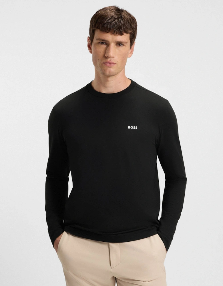 BOSS Green Tee Mens Stretch-Cotton T-Shirt with Contrast Logo - Black 001