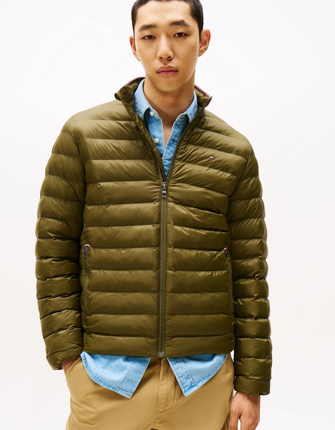 Tommy Hilfiger Men's Tan Packable Recycled Water Repellent Jacket - Huntsman Green  42/Regular Xl