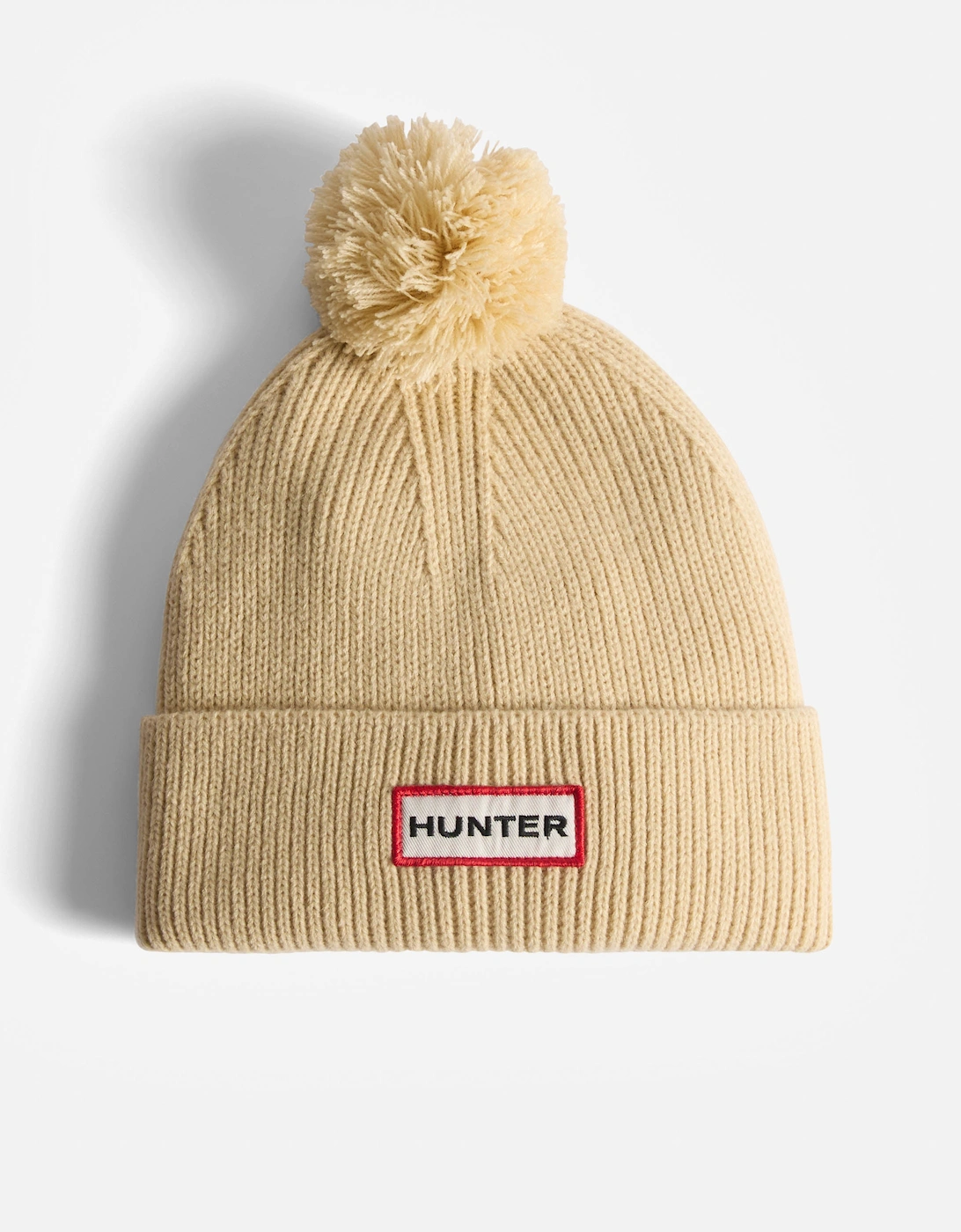 Hunter Unisex Grey Brenig Ribbed Pom Beanie - Gravel - Size: One Size