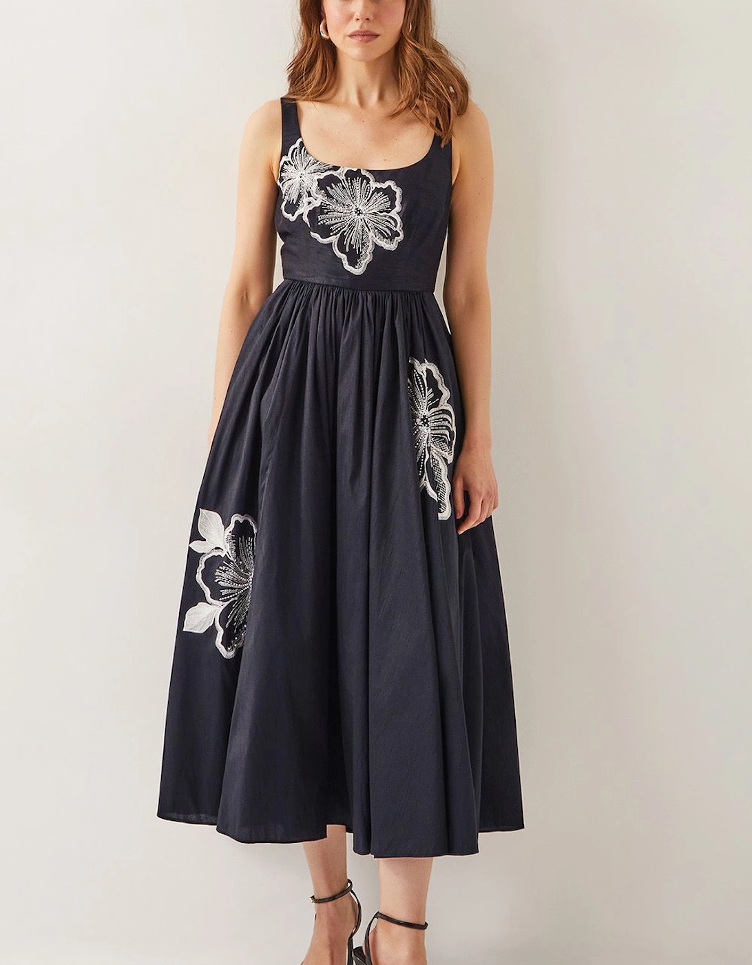 Sophie Embroidered Fit & Flare Midi Dress Black, 2 of 1