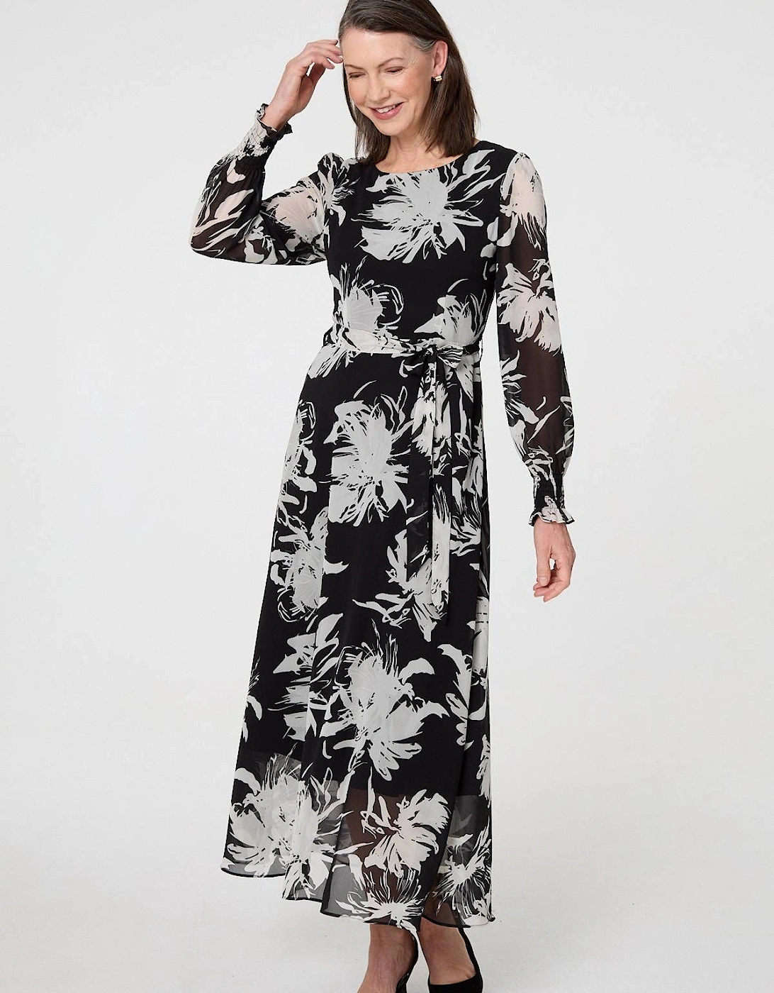 Floral Tie Waist Layered Maxi Dress, 2 of 1