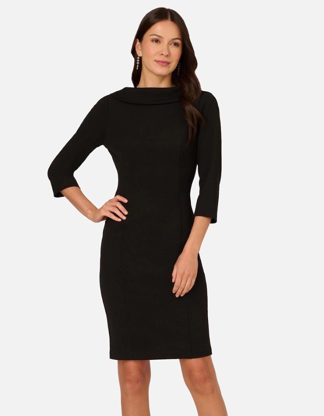 Rolled Neck Crepe Midi Dress, 2 of 1