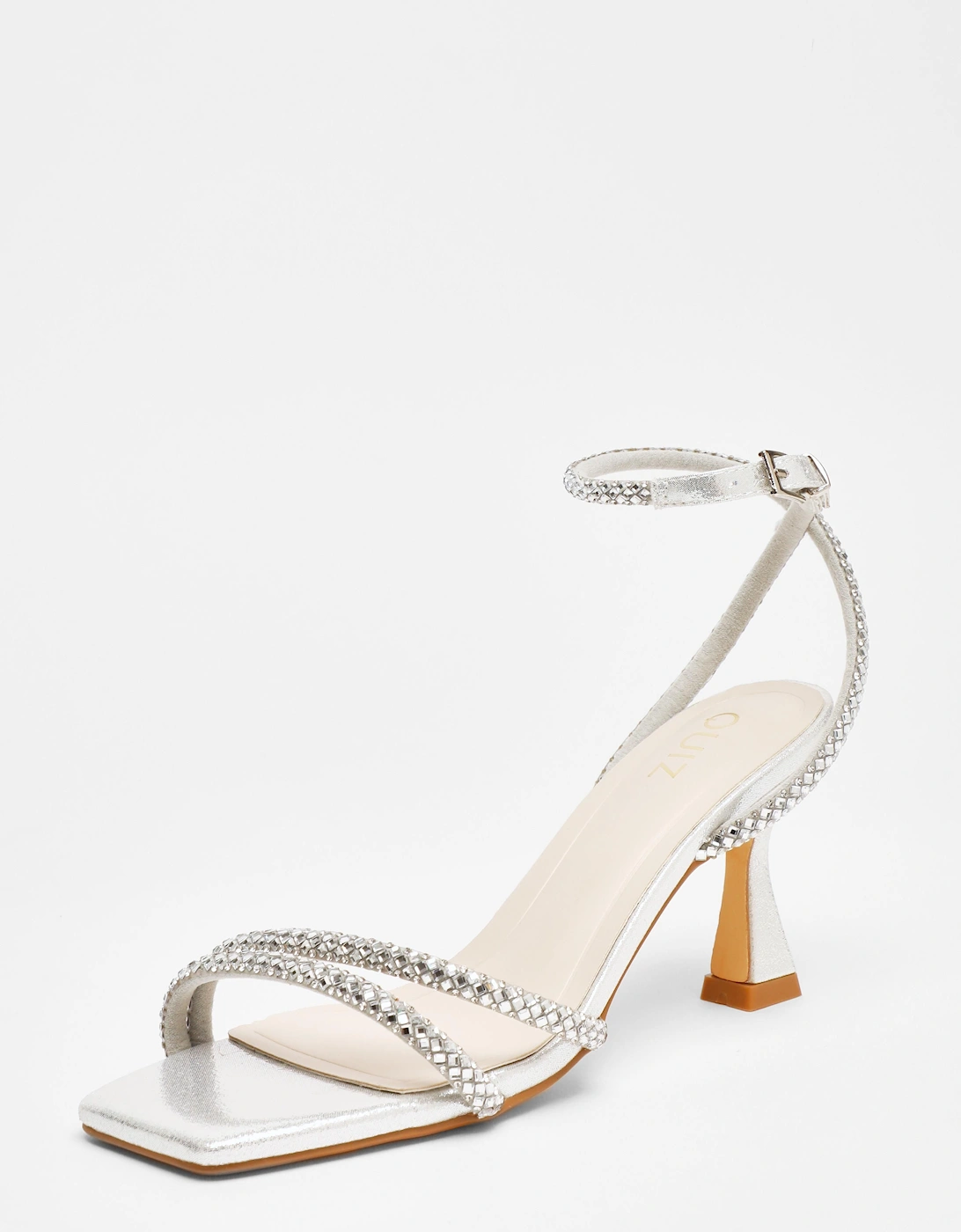 Gold Diamante Asymmetric Heeled Sandals, 2 of 1