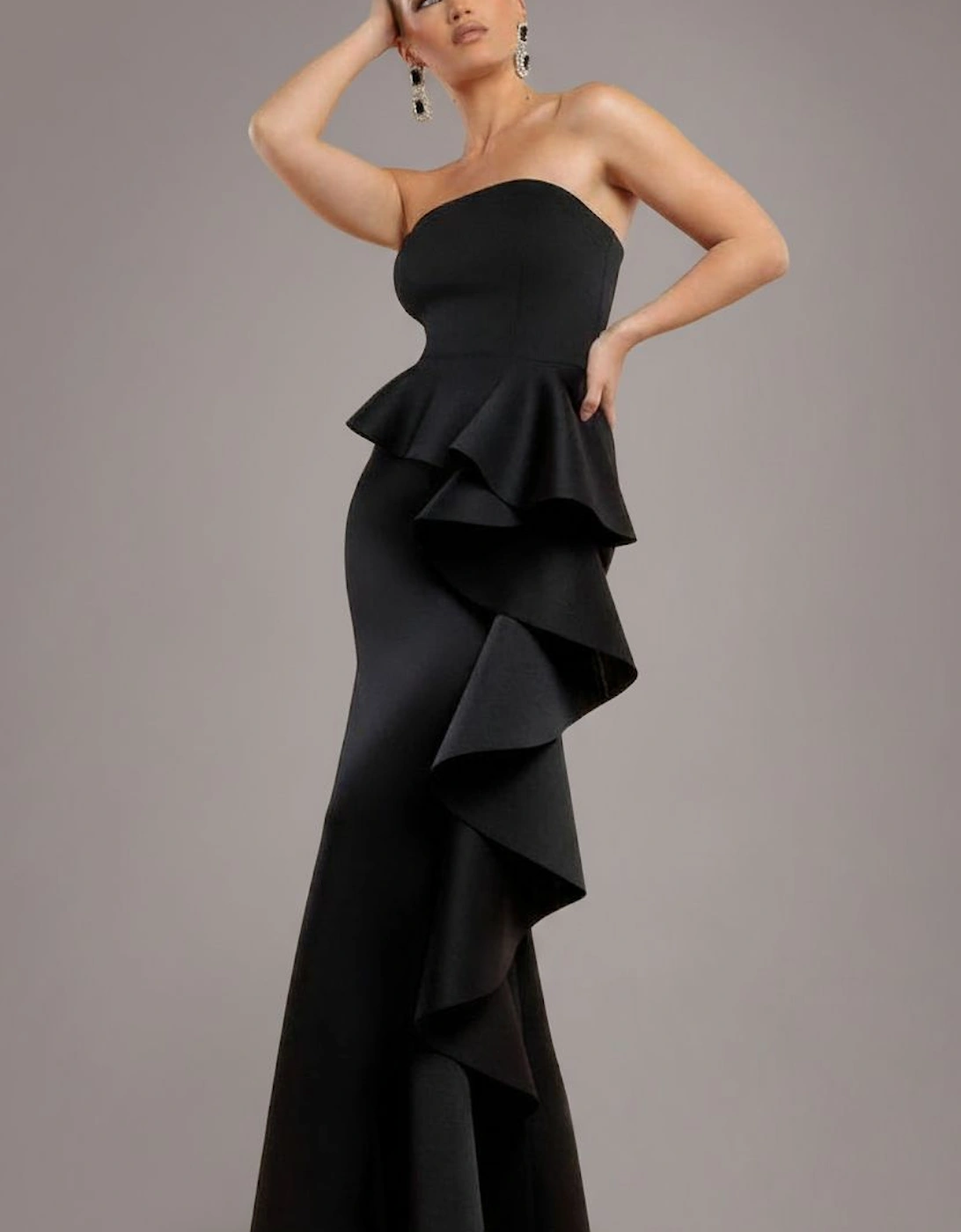 Boobtube Peplum  Waterfall Frill Maxi Dress, 2 of 1