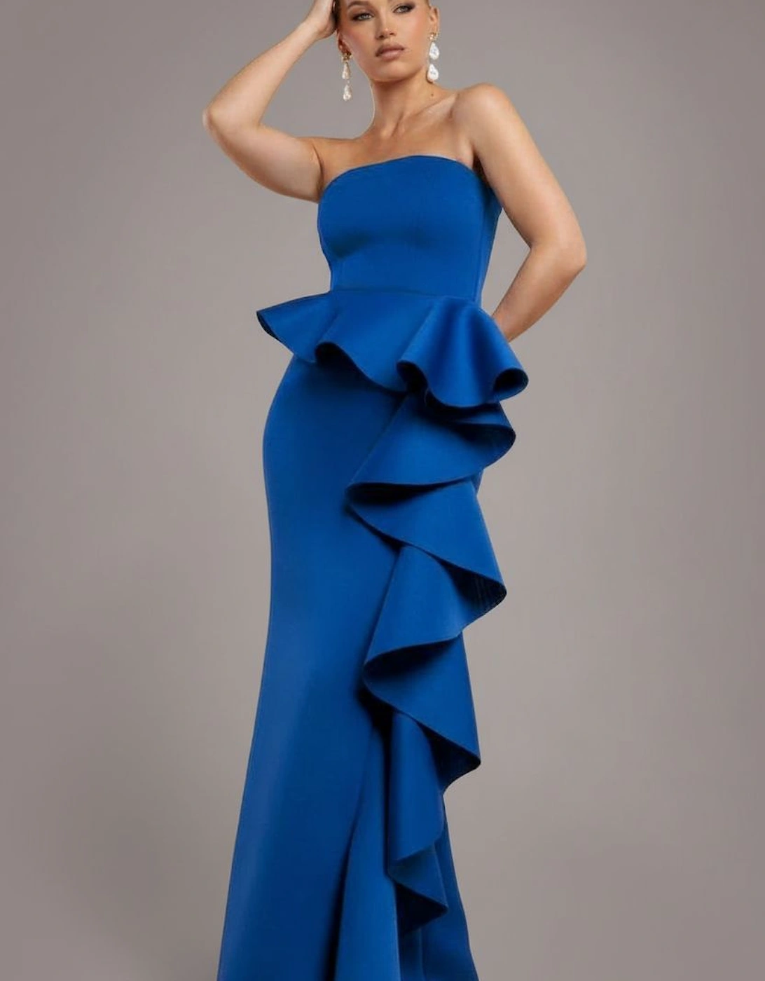 Boobtube Peplum  Waterfall Frill Maxi Dress, 2 of 1