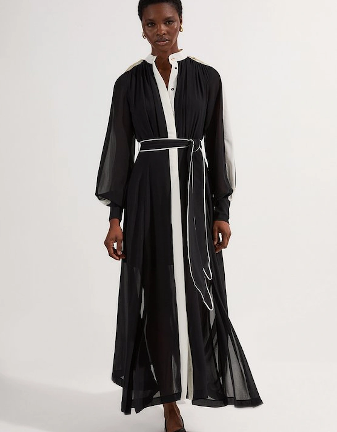 Military Mono Belted Woven Midi Dress, 5 of 4