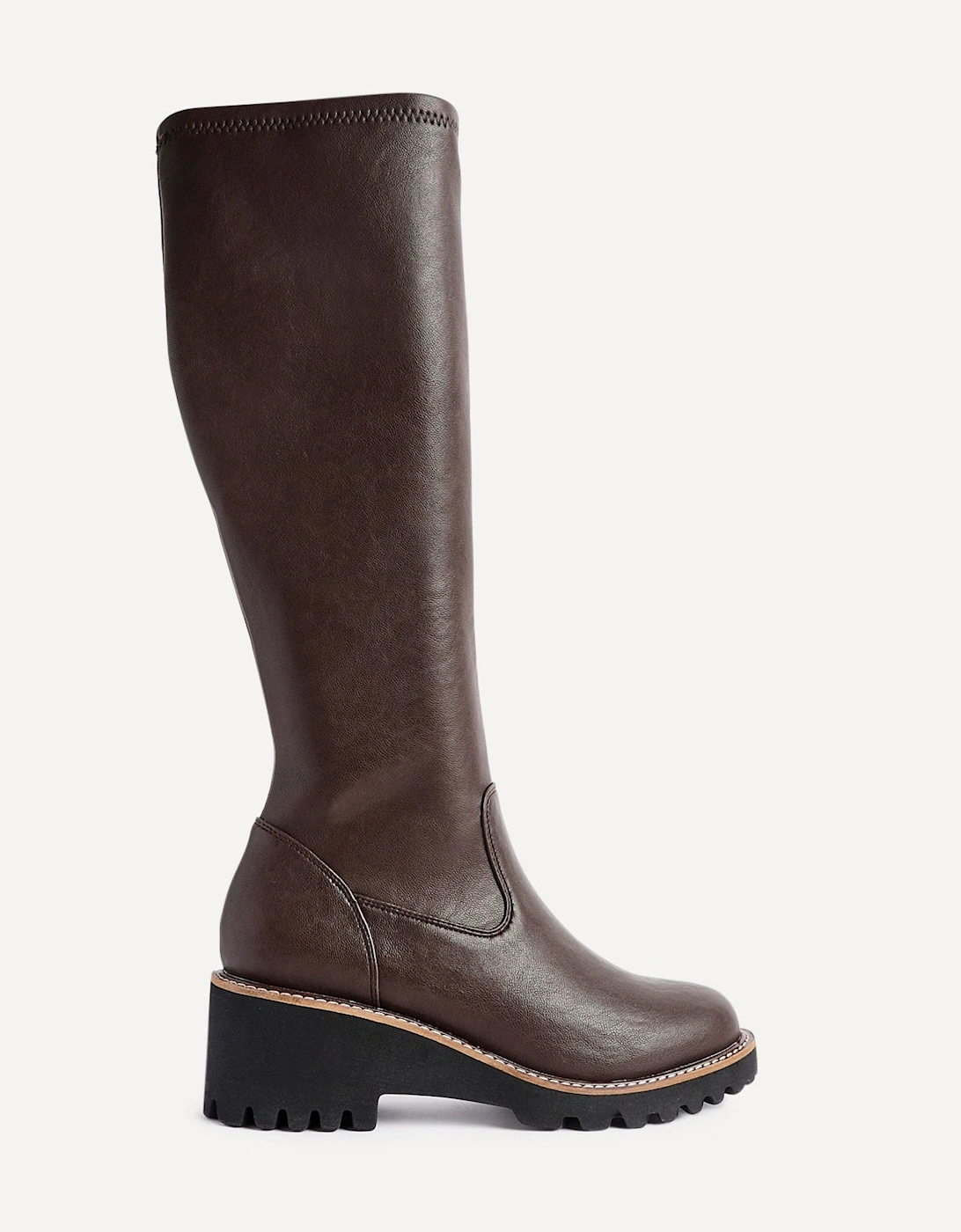 Resist Brown Faux Leather Stretch Wedge High Leg Boot, 2 of 1