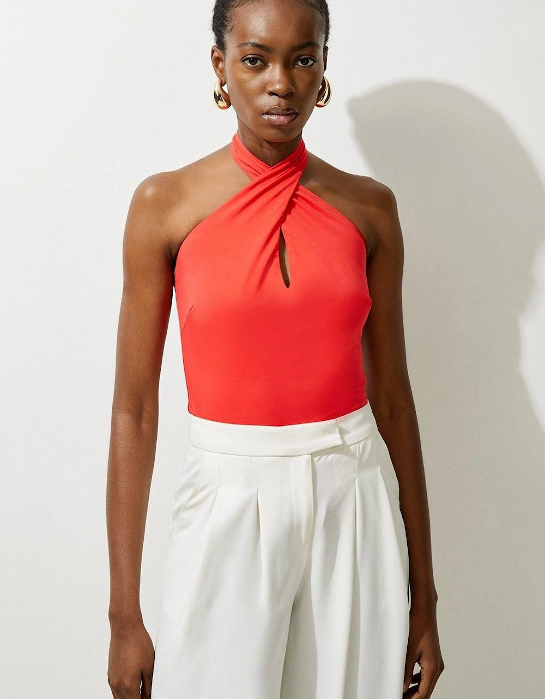 Stretch Cotton Jersey Halter Jersey Bodysuit, 2 of 1