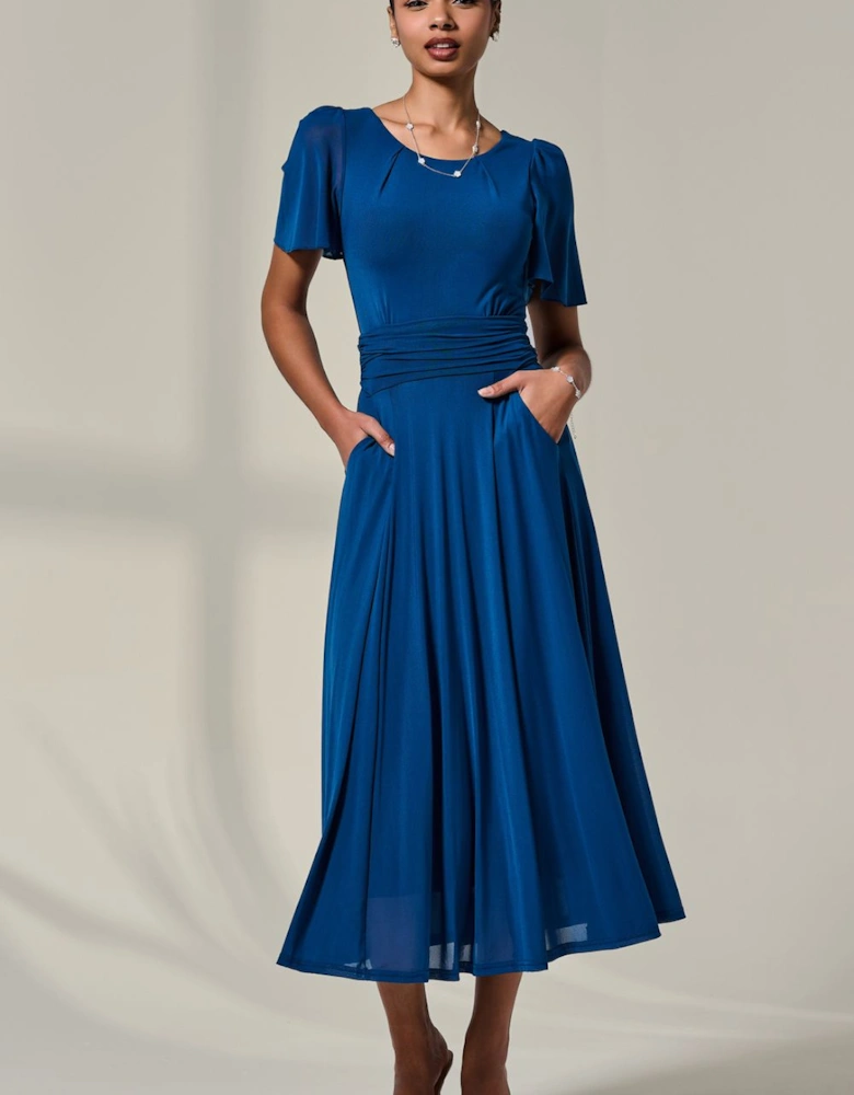 Plain Mesh Floaty Sleeve Midaxi Dress