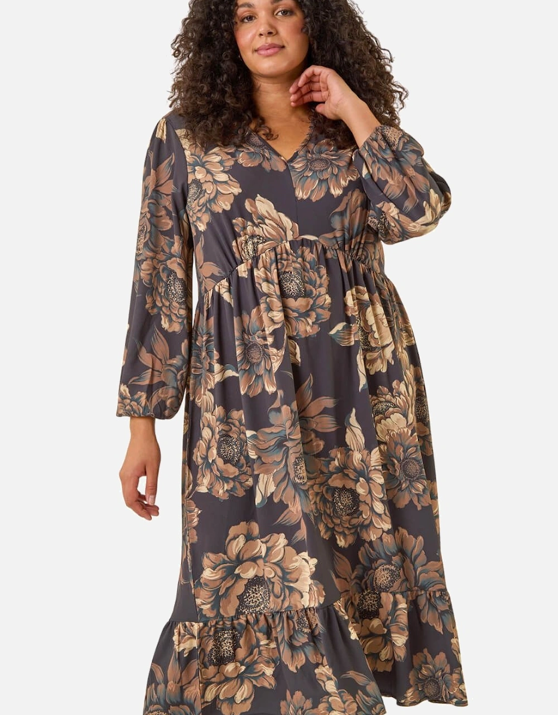 Curve Floral Print Midi Dress, 2 of 1