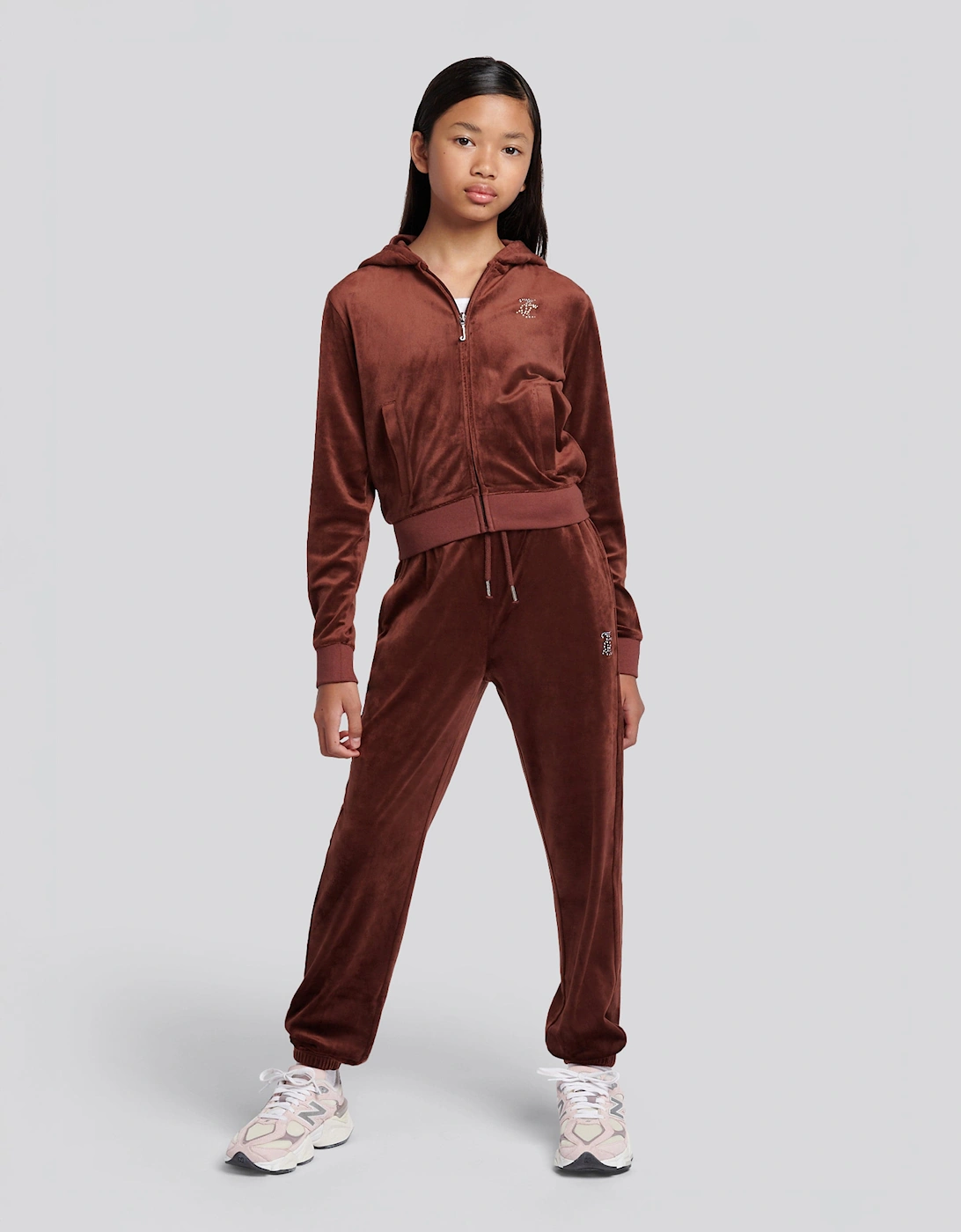 Girls Logo Tracksuit in Brown