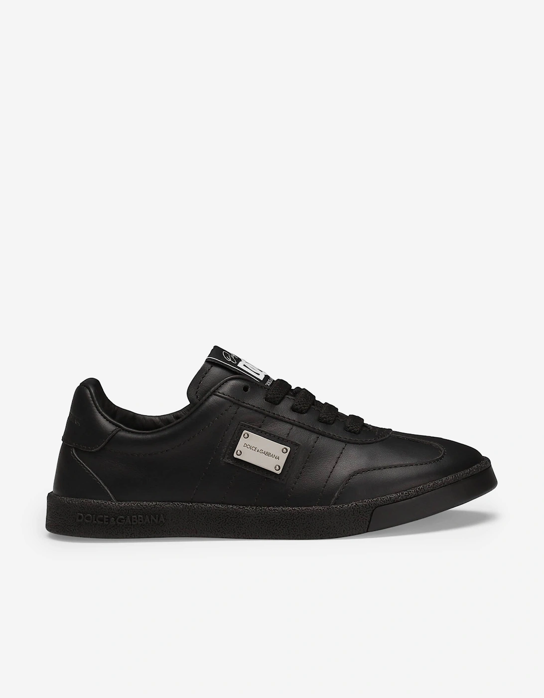 Boys Leather Logo Lace Up Trainers in Black, 6 of 5