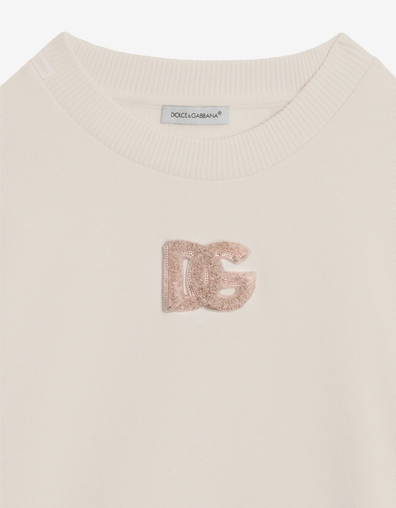 Girls Glitter Logo Sweatshirt in Pink