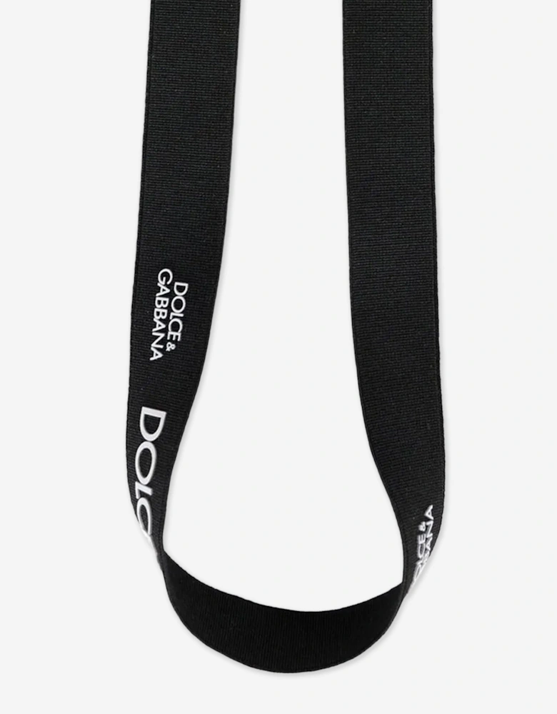 Boys Leather Elasticated Logo Belt in Black