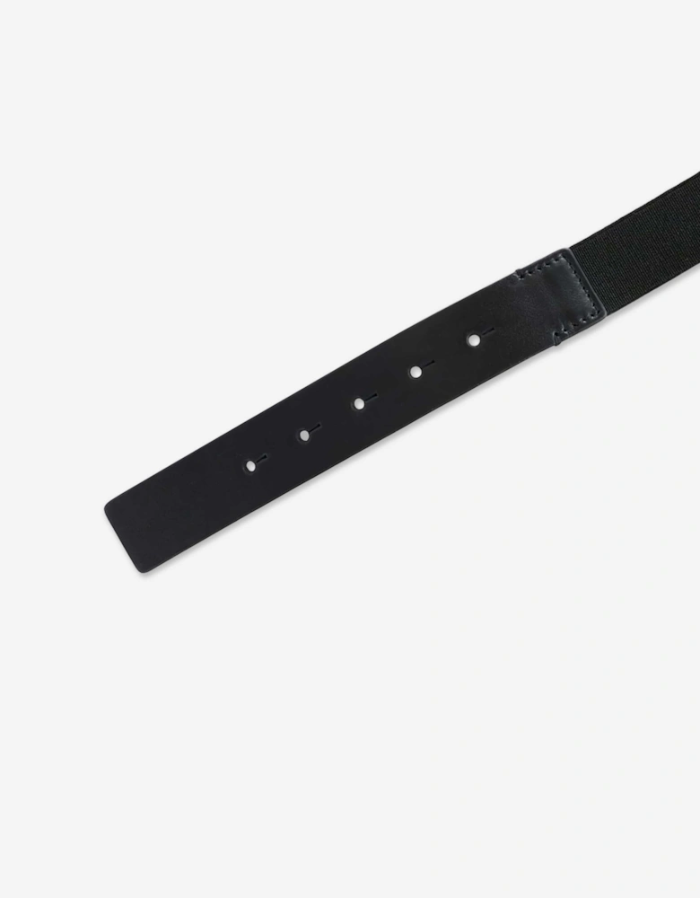 Boys Leather Elasticated Logo Belt in Black