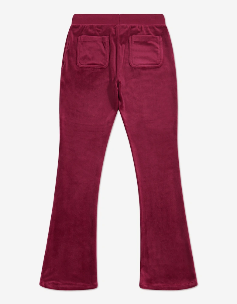 Girls Diamante Bootcut Joggers in Red