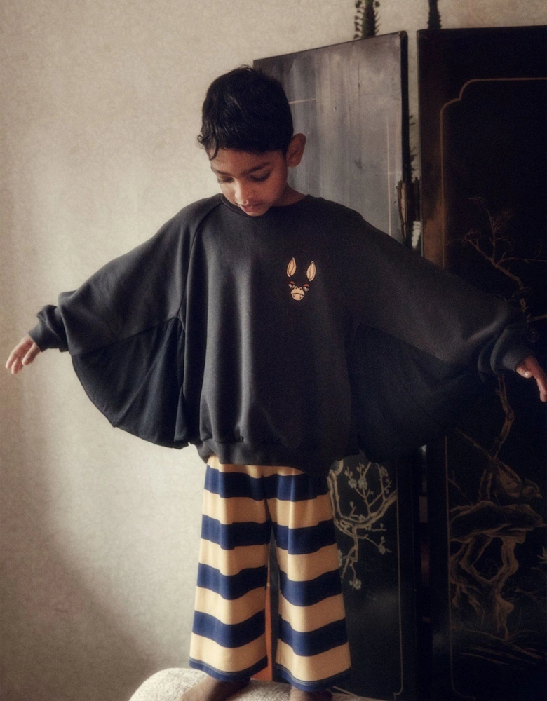 Kids Bat Sleeve Sweatshirt in Black