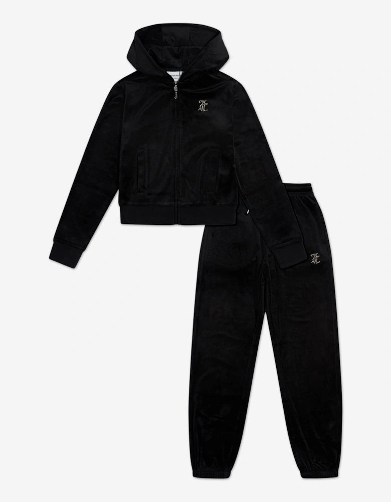 Girls Logo Tracksuit in Black