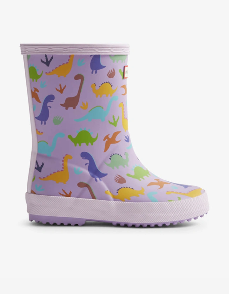Kids First Dinosaur Print Wellington Boots in Purple