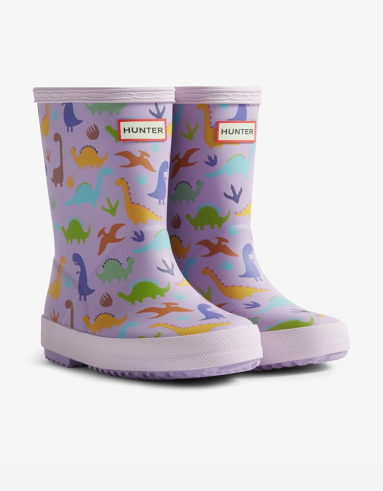 Kids First Dinosaur Print Wellington Boots in Purple