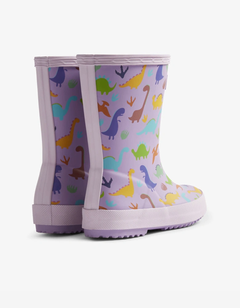 Kids First Dinosaur Print Wellington Boots in Purple