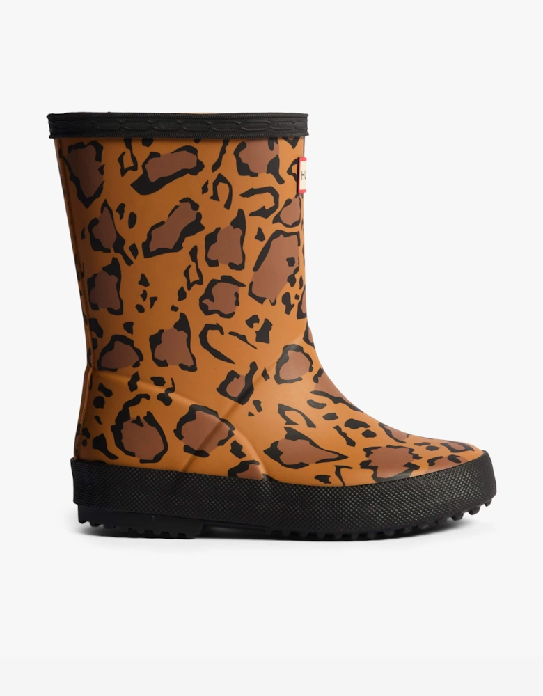 Kids First Leopard Print Wellington Boots in Brown
