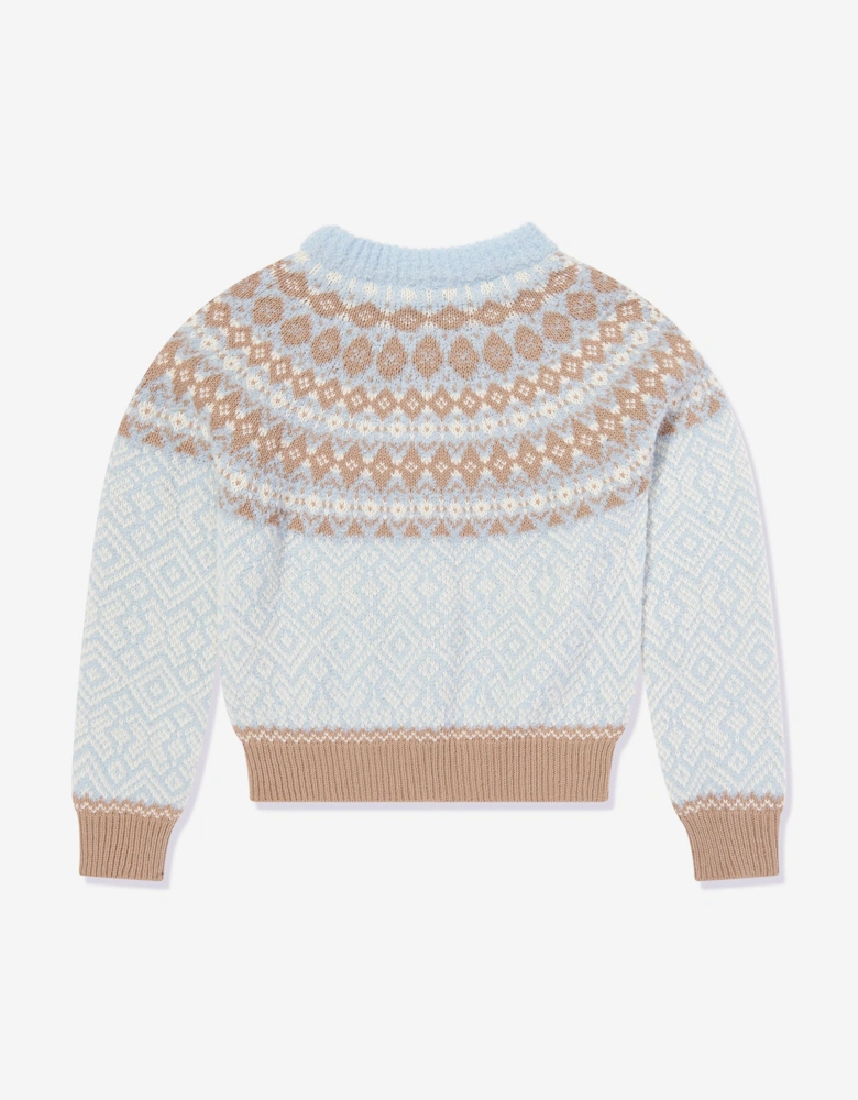 Enfant Girls Wool Jacquard Jumper in Blue