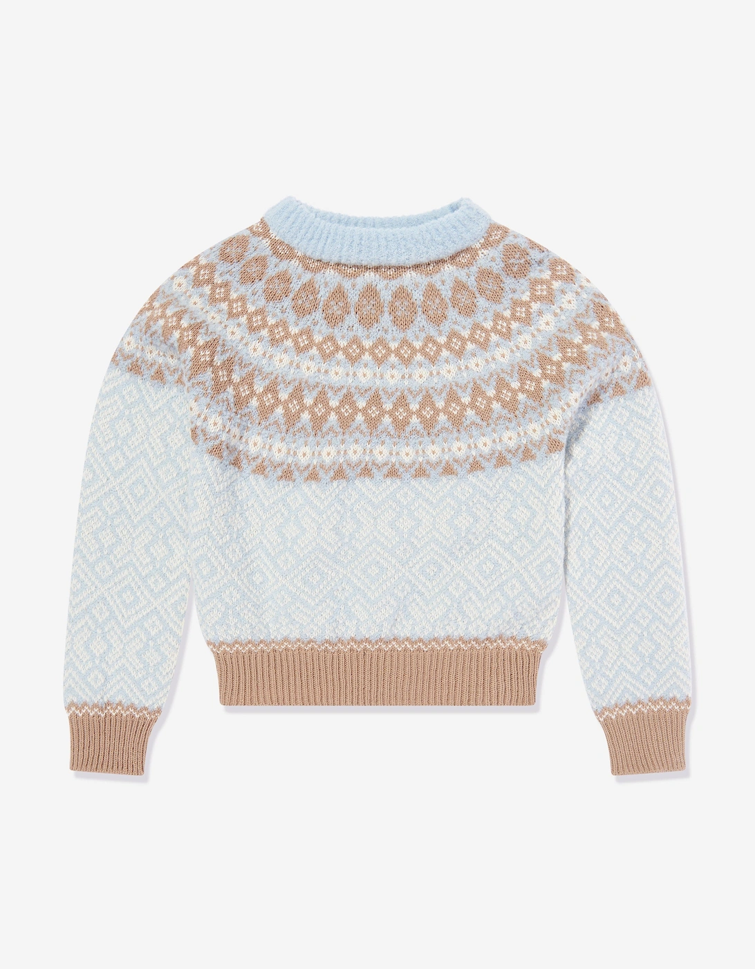 Girl's Moncler Enfant Girls Wool Jacquard Jumper in Blue - Size: 12 years