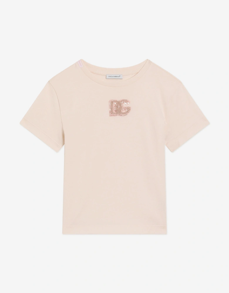 Girls Logo Patch T-Shirt in Pink