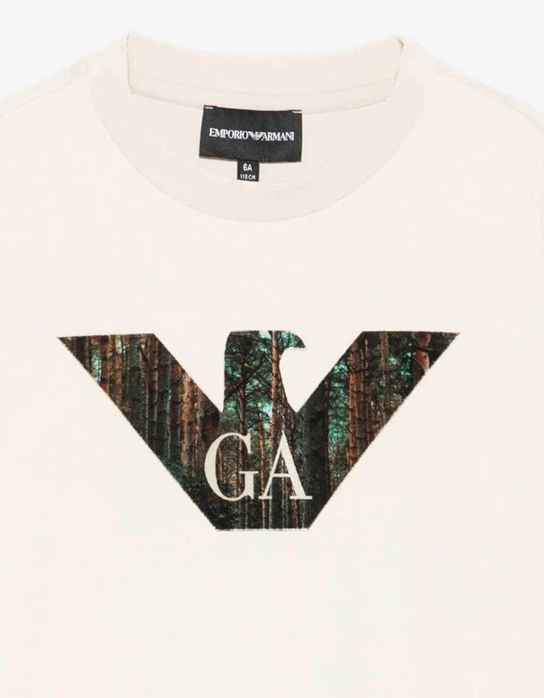 Boys Long Sleeve Logo T-Shirt in Beige